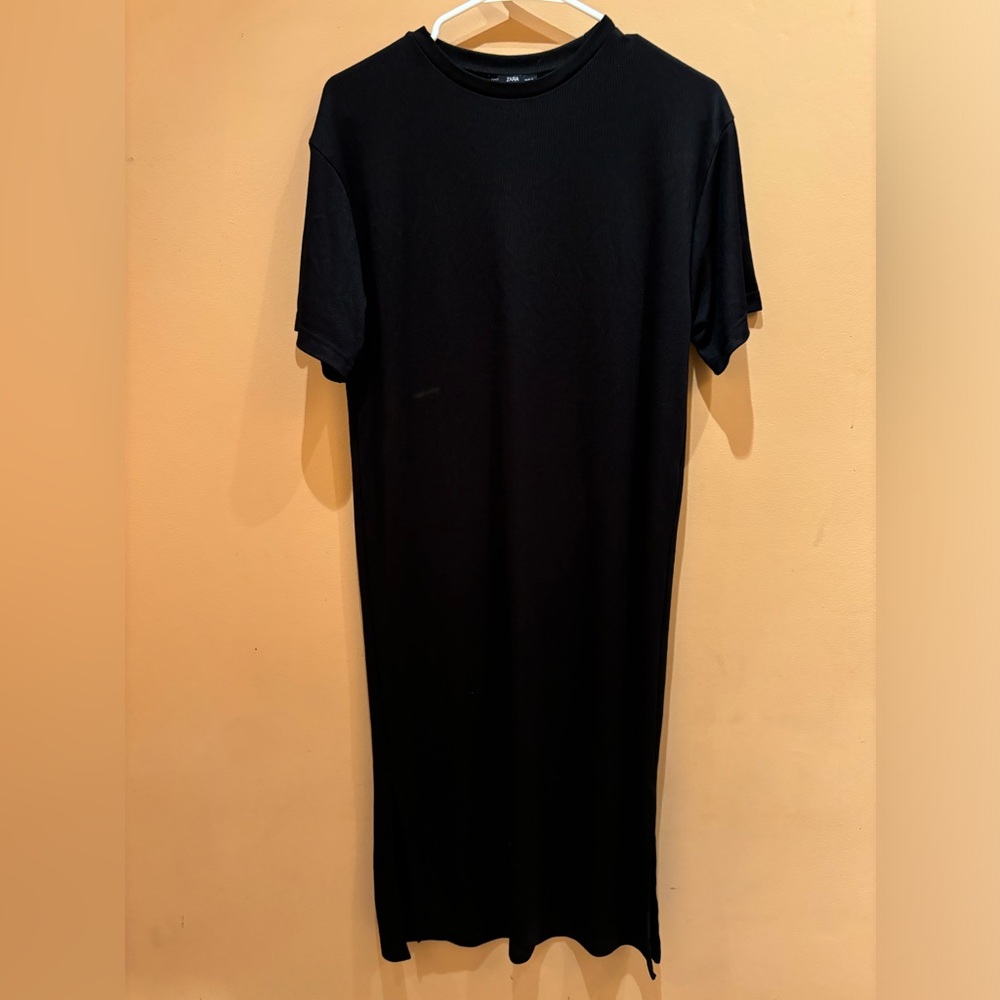 Zara Long Rib Black Dress Size Small